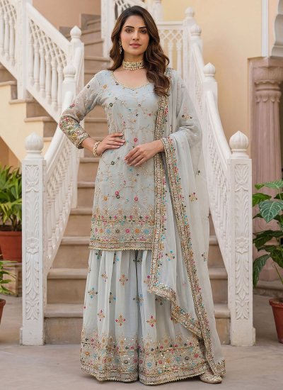 Spellbinding Aqua Blue Palazzo Salwar Kameez