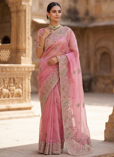 Sterling Pink Wedding Saree