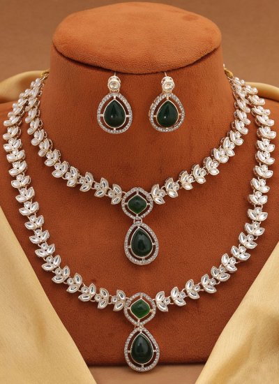 Stone Work Green Necklace Set