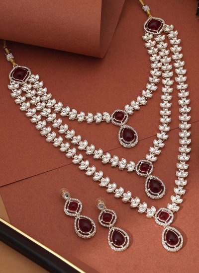 
                            Stone Work Maroon Necklace Set