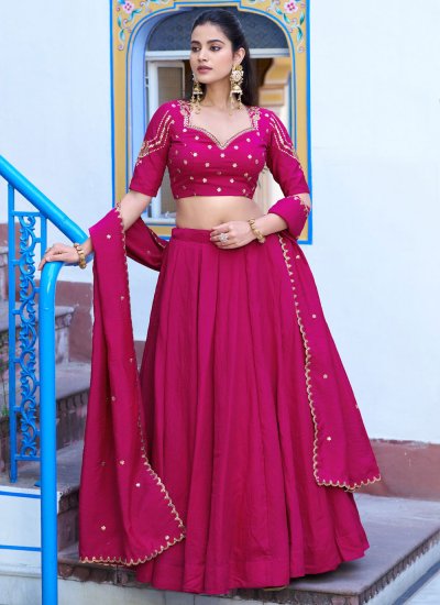 
                            Striking Rani Plain Lehenga Choli