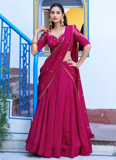Striking Rani Plain Lehenga Choli