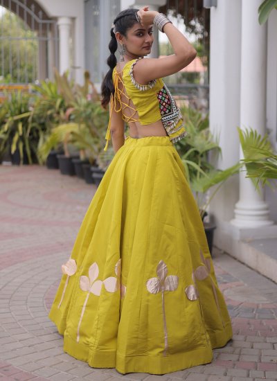
                            Striking Silk Lace Yellow Readymade Lehenga Choli