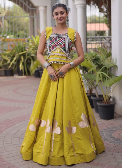 Striking Silk Lace Yellow Readymade Lehenga Choli