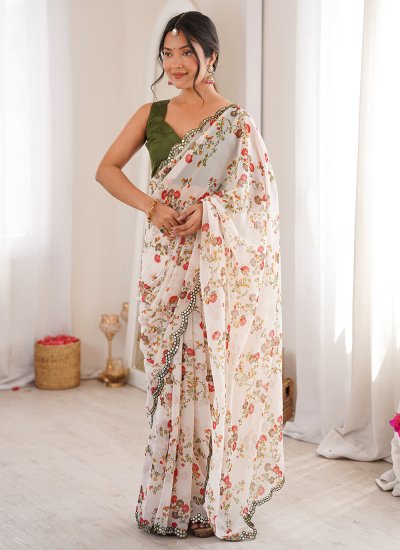 Stupendous White Trendy Saree
