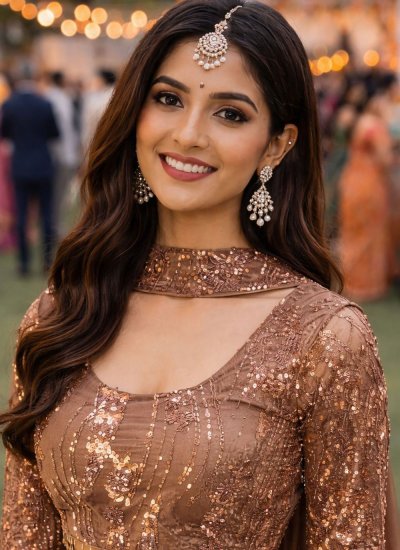 
                            Sumptuous Brown Lycra Readymade Salwar Kameez