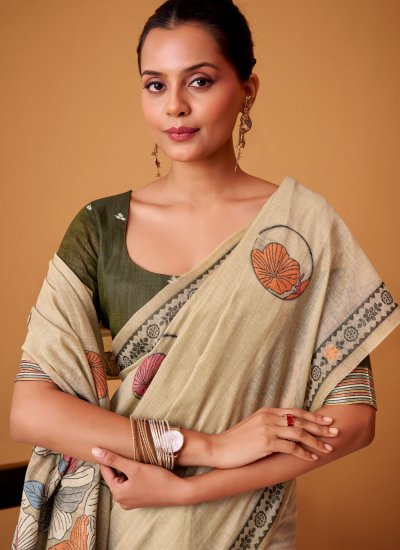 
                            Sunshine Beige Cotton Classic Saree