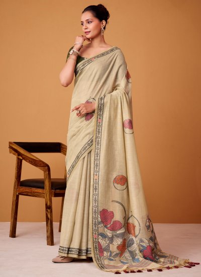 Sunshine Beige Cotton Classic Saree