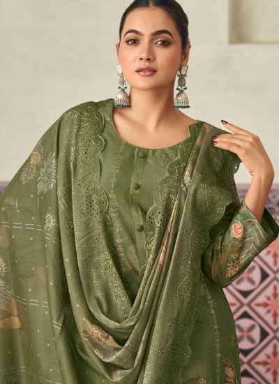 
                            Superlative Digital Print Cotton Lawn Green Salwar Suit