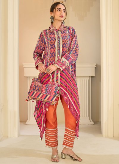 
                            Superlative Gota Work Crepe Silk Multi Colour Readymade Salwar Kameez