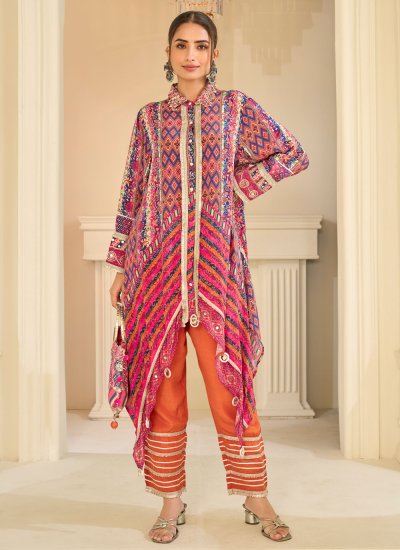 Superlative Gota Work Crepe Silk Multi Colour Readymade Salwar Kameez