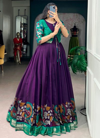 
                            Surpassing Purple Chanderi Designer Gown