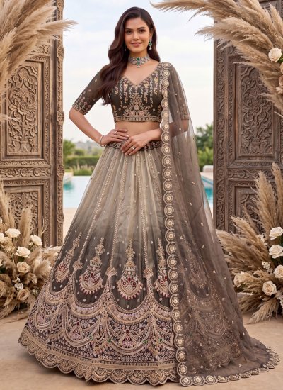 Swanky Silk Handwork Grey Lehenga Choli