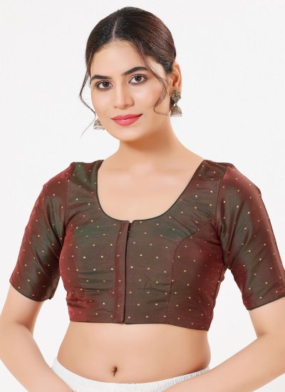 Tafeta Silk Green Zari Designer Blouse