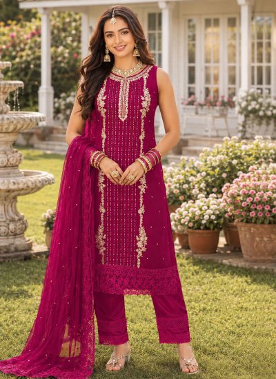 Tantalizing Rani Stone Work Salwar Kameez