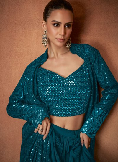 
                            Teal Engagement Designer Lehenga Choli
