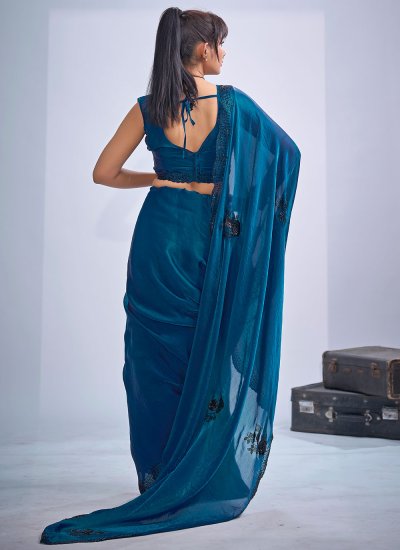 
                            Teal Fancy Engagement Classic Saree