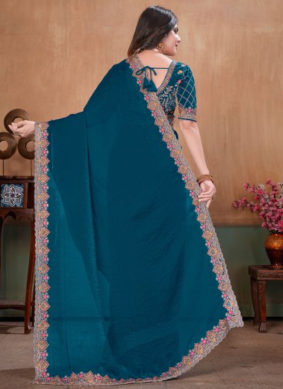 
                            Teal Festival Fandy Saree