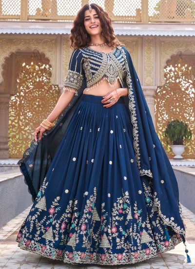 
                            Teal Vichitra Silk Sequins Lehenga Choli