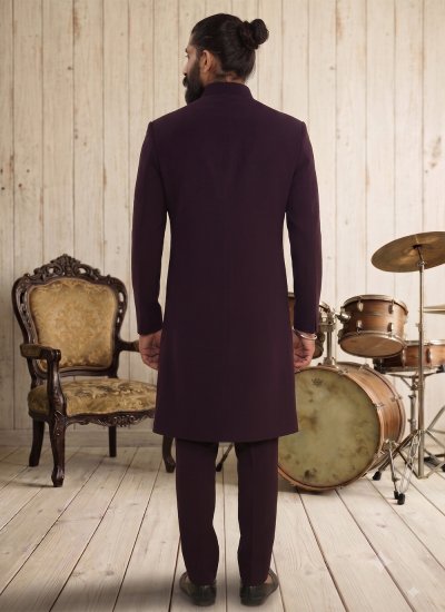 
                            Terry Rayon Buttons Wine Indo Western