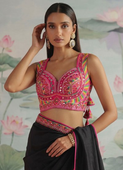 Thread Work Silk Designer Blouse in Pink Colour