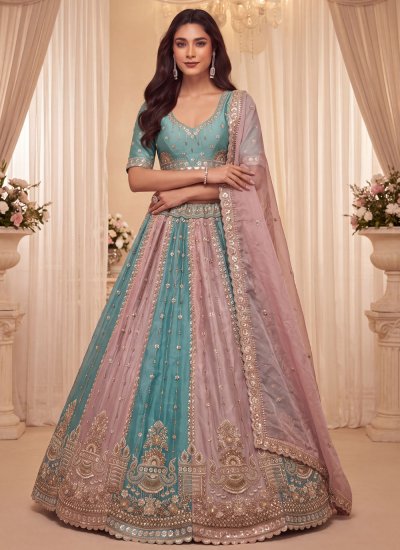 Thread Work Silk Designer Lehenga Choli in Multi Colour