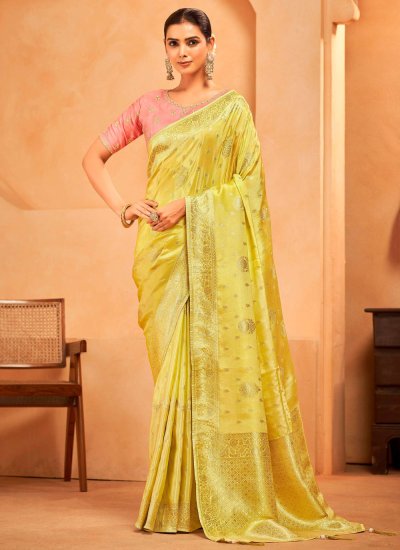 Tiptop Weaving Silk Yellow Classic Saree