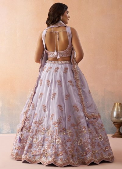 
                            Tissue Lehenga Choli in Lavender