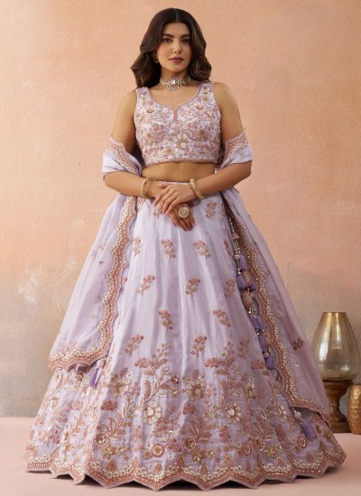 Tissue Lehenga Choli in Lavender