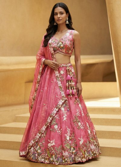 Tissue Pink Lehenga Choli
