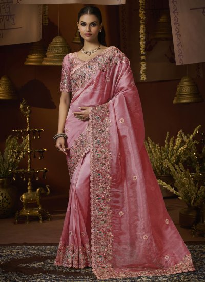 Tissue Pink Saree