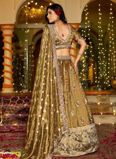 
                            Tissue Trendy Lehenga Choli in Green Colour