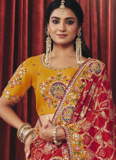 
                            Titillating Embroidered Silk Contemporary Saree