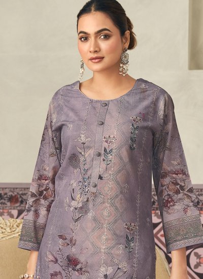 
                            Topnotch Violet Digital Print Cotton Lawn Pant Style Suit