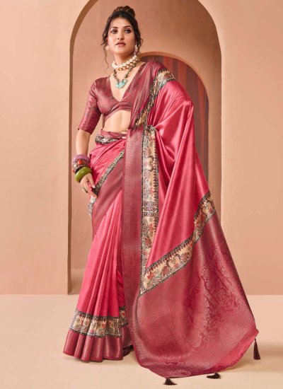 Traditional Saree Woven Silk in Pink Colour