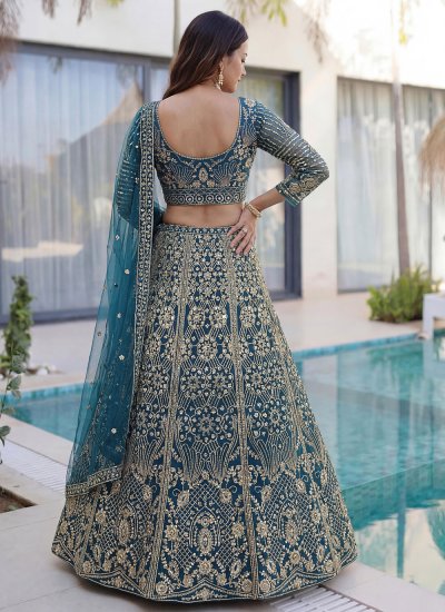 
                            Transcendent Teal Sangeet Trendy Lehenga Choli
