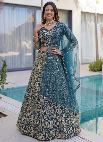 Transcendent Teal Sangeet Trendy Lehenga Choli