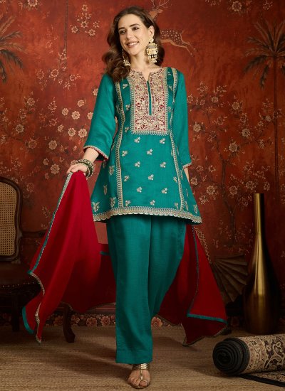 Turquoise Color Readymade Salwar Kameez