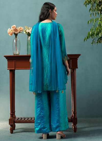 
                            Turquoise Party Palazzo Salwar Kameez