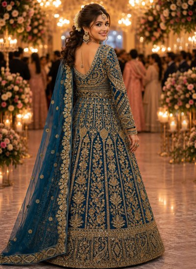
                            Unique Teal Sequins Net Readymade Lehenga Choli
