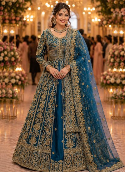 Unique Teal Sequins Net Readymade Lehenga Choli