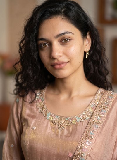 
                            Urbane Peach Embroidered Palazzo Salwar Kameez