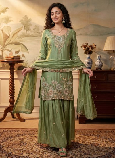 Urbane Tissue Green Readymade Suit