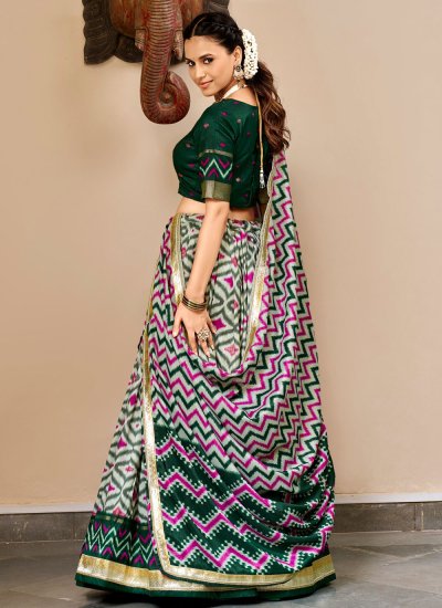 
                            Urbane Tussar Silk Foil Print Multi Colour Designer Lehenga Choli