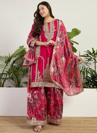 Versatile Embroidered Pink Readymade Salwar Kameez 