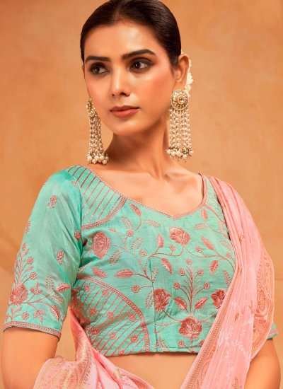 
                            Versatile Weaving Silk Pink Saree