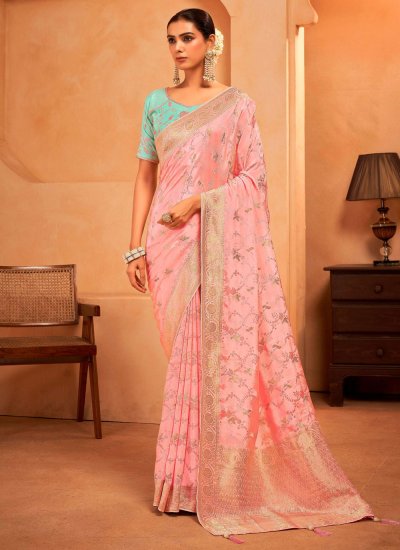 Versatile Weaving Silk Pink Saree