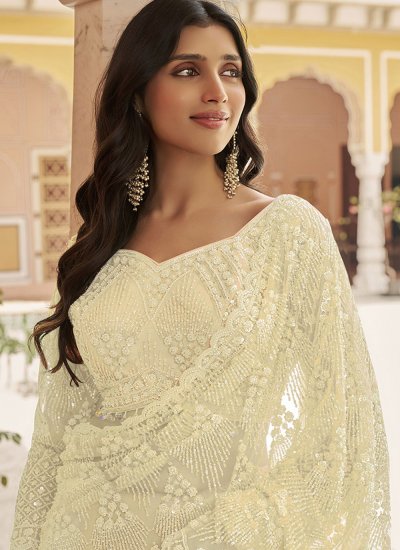 
                            Vibrant Beads Cream Classic Saree