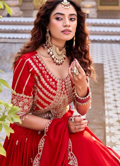 
                            Vichitra Silk Readymade Lehenga Choli in Red