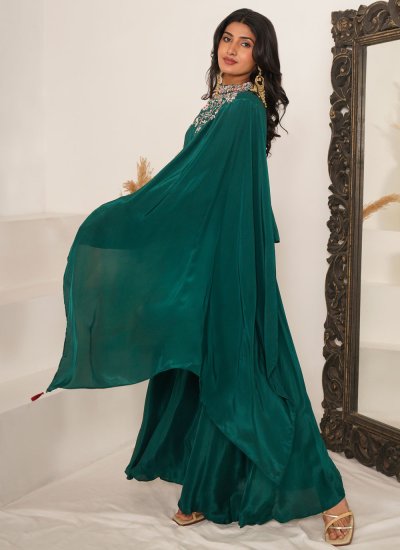 
                            Viscose Green Palazzo Salwar Kameez